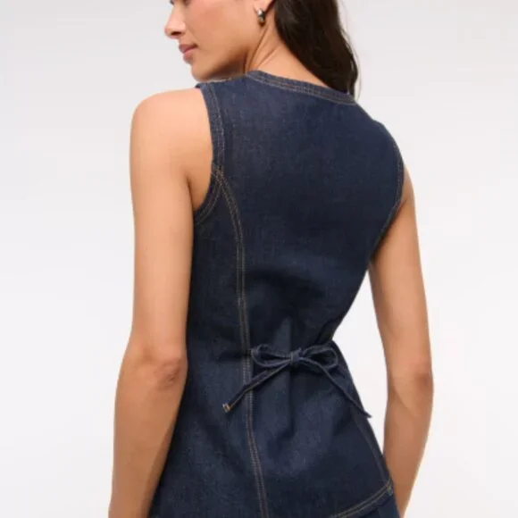 NWT Abercrombie Denim Vest - S - Dark Denim - Picture 2 of 11